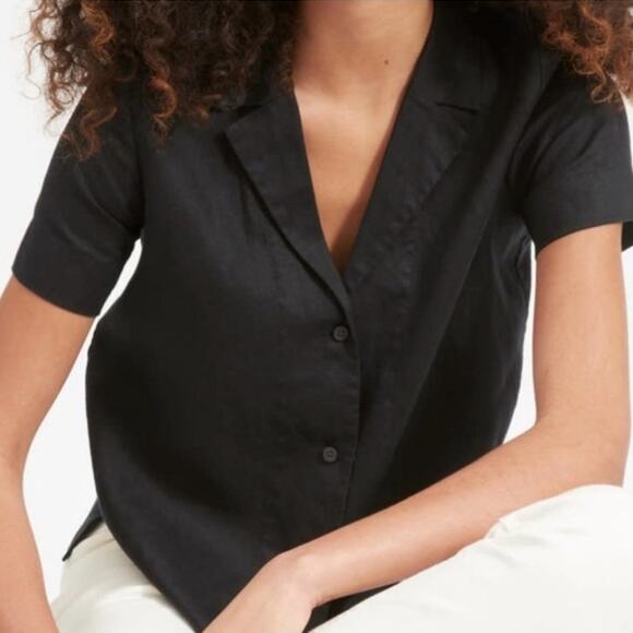 Everlane Tops - Everlane The notch shirt 100% linen black button down boxy fit blouse size 12/L